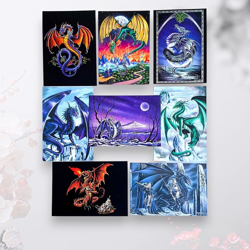 Dragon Mixed Lot: Postcards, Bookmarks, Stickers, Pin - Unique Dragon Designs